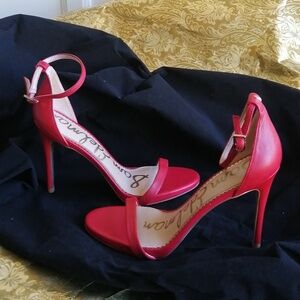 New Sam Edelman Size 9 Ariella Heels Ankle Strap Sandles Red Leather
